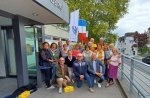 PV: Die Vorstände der deutschen, französischen und italienischen Prtnerschaftsvereine vorm Wachtberger Rathaus. (Foto: Partnerschaftsverein Wachtberg)