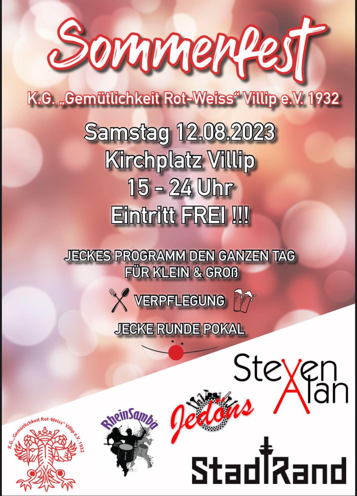 KG Rot-Weiß Villip: Sommerfest am 12.08.2023 (Plakat)